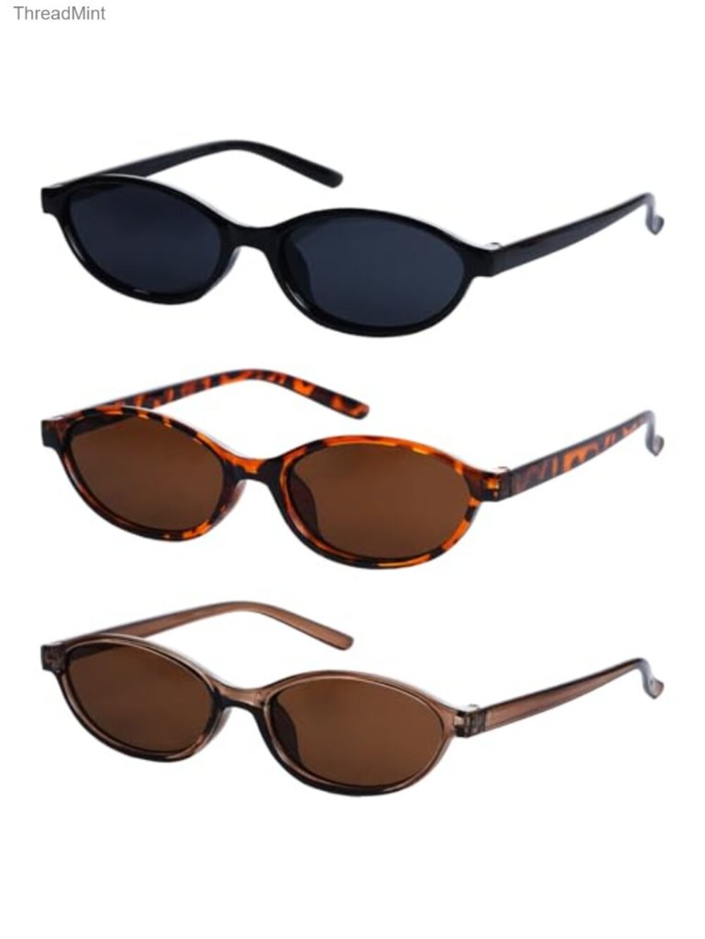 Retro Oval Cat Eye Sunglasses Set UV Protection Lightweight Plastic Small Faces